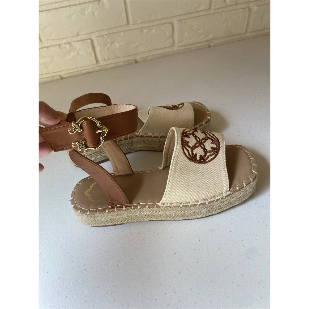 C Wonder Women's Boho Ankle Strap Cord Base Tan/Brown Sandals Size 6.5
